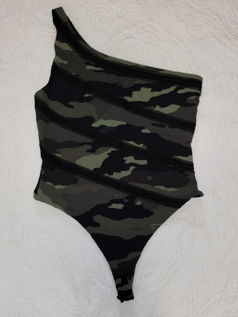 Victoria Secret Sport One-Shoulder Camo Print Thong Bodysuit